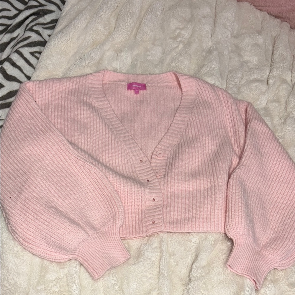 Edikted Light Pink Cropped Cardigan